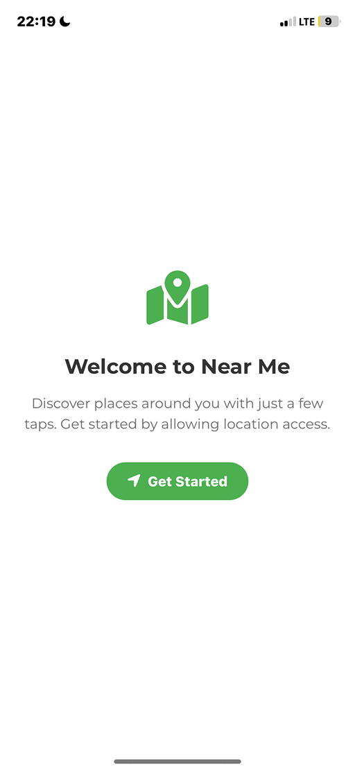 Near App Welcome Screen