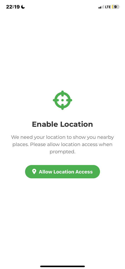 Near App Location Screen